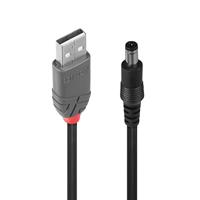 LINDY 70268 adapterkabel USB A mannelijk - DC 5,5/2,1 mm ST, zwart