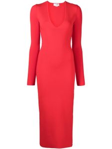 Victoria Beckham robe mi-longue à col v plongeant - Rouge