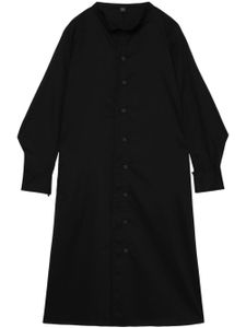 Y's robe-chemise en coton à manches longues - Noir