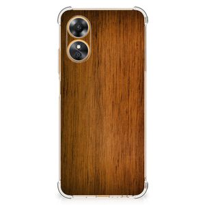 OPPO A17 Stevig Telefoonhoesje Donker Hout