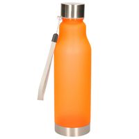 Waterfles/drinkfles/sportfles - oranje - kunststof/rvs - 600 ml - thumbnail