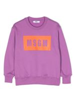 MSGM Kids sweat en coton à logo imprimé - Violet