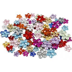 252x Hobby materiaal glitter steentjes bloemetjes   -