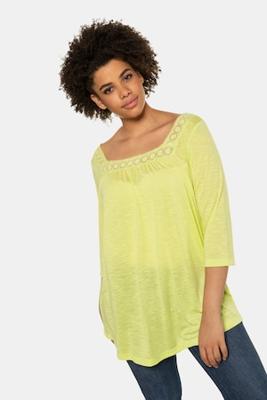 Ulla Popken Longshirt, A-lijn, kant aan hals, 3/4 mouwen - Grote Maten