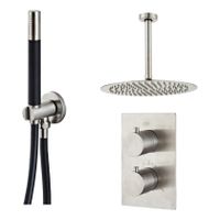 Regendouche set SaniClear Inox Pro | Inbouw | Thermostaatkraan | 2-weg | Rond | RVS look