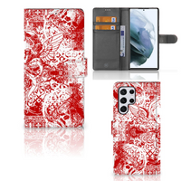 Telefoonhoesje met Naam Samsung Galaxy S22 Ultra Angel Skull Rood