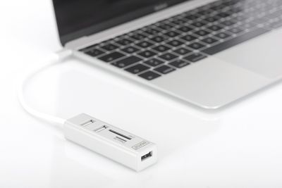Digitus DA-70243 USB 2.0-hub 3 poorten Met USB-C stekker, Met aluminium behuizing, Met OTG-functie, Met ingebouwde SD-kaartlezer, Met metalen behuizing
