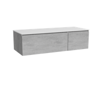 Storke Edge zwevend badmeubel 130 x 52 cm beton donkergrijs met Tavola enkel of dubbel wastafelblad in solid surface mat wit