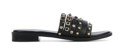 Bronx Dames Slippers in Leder (Zwart)