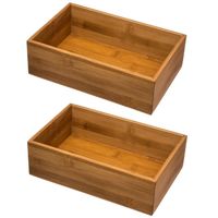 Set van 2x stuks bestekbakken/keuken organizers 1-vaks Tidy Smart bamboe 23 x 15 x 7 cm - thumbnail