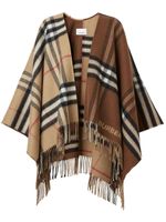 Burberry cape frangée à carreaux - Marron