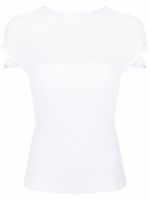 Helmut Lang t-shirt nervuré à découpes - Blanc