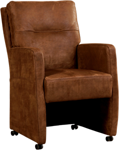 Bruine leren landelijke eetkamerfauteuil Sharp - Kenia Leer Brown (bruin leer)