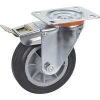 Zwenkwiel 160 mm TPE met vergrendeling - heavy duty wiel 150 kg - wiel met PP-velg, verzinkt staal