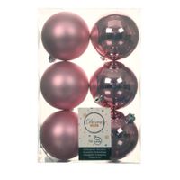 12x stuks kunststof kerstballen lippenstift roze 8 cm glans/mat