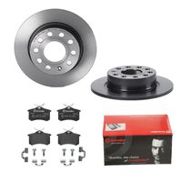 Remmenset, remschijf BREMBO, Remschijftype: Massief, Inbouwplaats: Achteras, u.a. für Seat, VW, Skoda, Audi