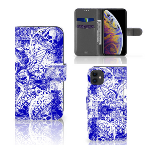 Telefoonhoesje met Naam Apple iPhone 11 Angel Skull Blauw