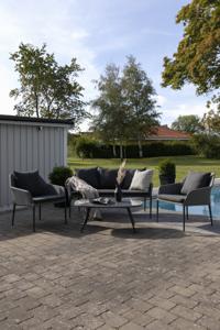 Nohr Loungeset Felica Met bank, 2 loungestoelen en tafel - Antraciet