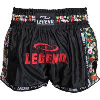 Legend Sports Kickboksshort Bird - Flower Dames Satijn Zwart Mt S