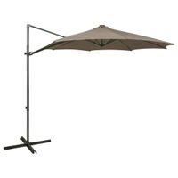 Zweefparasol met paal en LED-verlichting 300 cm taupe