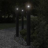 Buitenvloerlampen 3 st met sensors 110 cm roestvrijstaal zwart - thumbnail