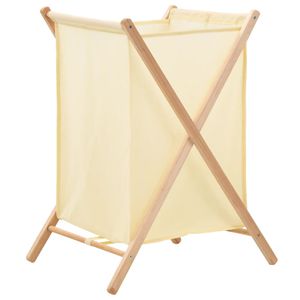 Wasmand 42x41x64 cm cederhout en stof beige