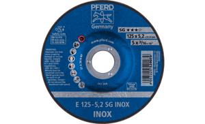 PFERD 62212523 E 125-5,2 SG INOX Afbraamschijf gebogen Diameter 125 mm Boordiameter 22.23 mm RVS 10 stuk(s)