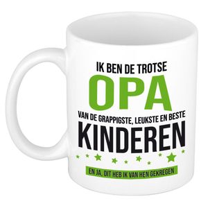 Bellatio Decorations Cadeau koffie/thee mok voor opa - groen - trotse opa - 300 ml   -