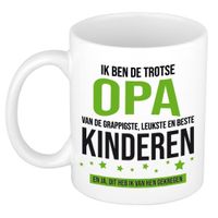 Bellatio Decorations Cadeau koffie/thee mok voor opa - groen - trotse opa - 300 ml   - - thumbnail