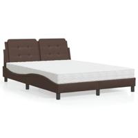 vidaXL Bed met matras kunstleer bruin 120x200 cm, bed, bed ombouw, tweepersoonsbed, bedbodem, slaapkamermeubel, 2 persoonsbed, logeerbed, houten bed