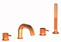 Plieger Roma afbouwdeel voor 4-gats badrandkraan met uitloop en handdouche, geborsteld koper