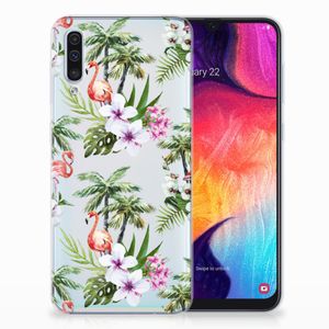 Samsung Galaxy A50 TPU Hoesje Flamingo Palms