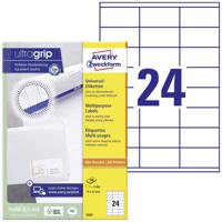 Avery-Zweckform 3422 Universele etiketten 70 x 35 mm Papier Wit 2400 stuk(s) Permanent hechtend Inkjet, Laser (zwart/wit), Laser (kleur), Kopiëren (zwart/wit), - thumbnail