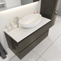 SaniGoods Sally badkamermeubel 100cm grijs glans met Solid Surface waskom ovaal - thumbnail