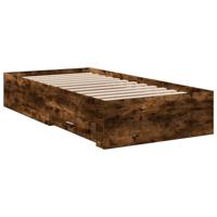 vidaXL Bedframe met lades bewerkt hout gerookt eikenkleurig 90x190 cm, bed, bed met opbergruimte, 1-persoons bedframe, 1-persoonsbed