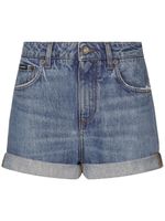 Dolce & Gabbana short en jean délavé à plaque logo - Bleu