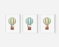 Posters - Afrikaanse dieren op ballon / Set van 3 - thumbnail