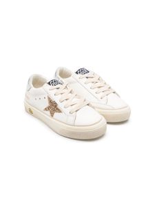 Golden Goose Kids baskets May en cuir - Blanc