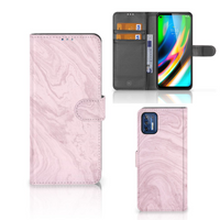 Motorola Moto G9 Plus Bookcase Marble Pink - Origineel Cadeau Vriendin - thumbnail