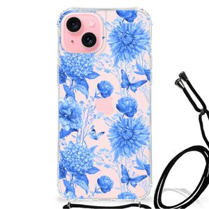 Case voor iPhone 15 Plus Flowers Blue