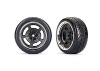 Tires and wheels, assembled, glued (black with chrome wheels, 1.9' Response tires) (extra wide, rear) (2) (TRX-9373)