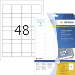 Herma 4346 Universele etiketten 45.7 x 21.2 mm Papier Wit 1200 stuk(s) Weer verwijderbaar Inkjet, Laser (zwart/wit), Laser (kleur), Kopiëren (zwart/wit),