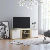 vidaXL Tv-meubel 120x34x37 cm spaanplaat wit en sonoma eikenkleurig