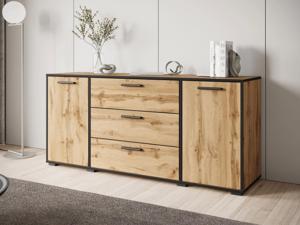 Dressoir IKARON 2 deuren 3 lades wotan eik/zwart