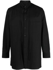 Yohji Yamamoto chemise en coton à col italien - Noir