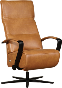 Cognac leren industriële relaxfauteuil Matrix - met stervoet chroom - zithoogte laag - Granada leer Sahara (cognac leer)