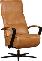 Cognac leren industriële relaxfauteuil Matrix - met stervoet chroom - zithoogte laag - Granada leer Sahara (cognac leer)