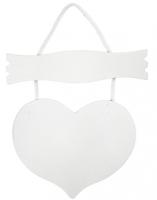 Creotime uithangbord Hart MDF 28 x 19 cm wit per 10 stuks
