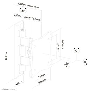 Neomounts FPMA-W810 Monitor-wandbeugel 1-voudig 25,4 cm (10) - 68,6 cm (27) Zilver Kantelbaar, Zwenkbaar