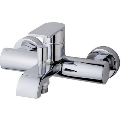 Badkraan Lima 15cm Hartafstand Mengkraan Opbouw Rond Chroom 1 Greeps met Onderuitloop